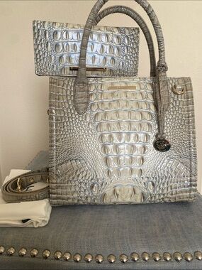 Brahmin small Caroline Mindful Grey Ombre and wallet, NWOT